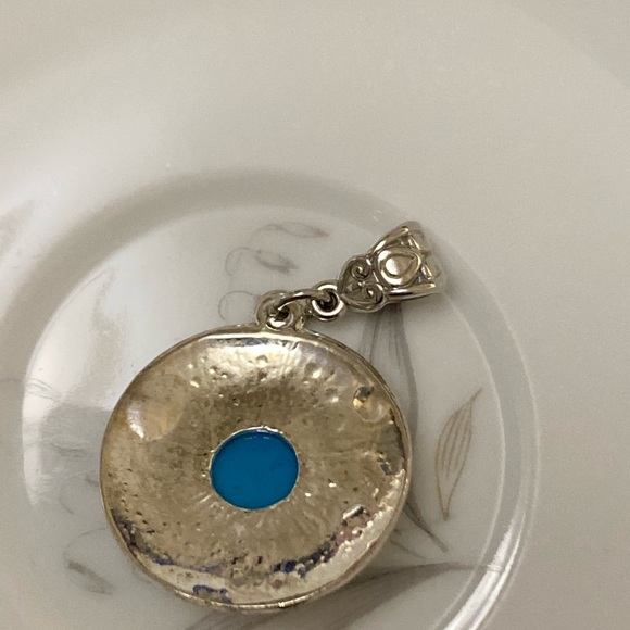 Faux Turquoise and Silver Pendant - Picture 2 of 4